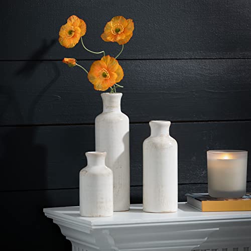 Sullivans White Ceramic Vase Set, Farmhouse Decor, Home Decor, Decorative Vase, Vases For Your Kitchen, Bedroom, Office, Living Room, Bathroom, & Shelf Decor, Centerpiece Table Decorations (CM2333)