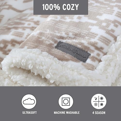 Eddie Bauer Ultra-Plush Collection Throw Blanket-Reversible Sherpa Fleece Cover, Soft & Cozy, Perfect for Bed or Couch, San Juan Oyster