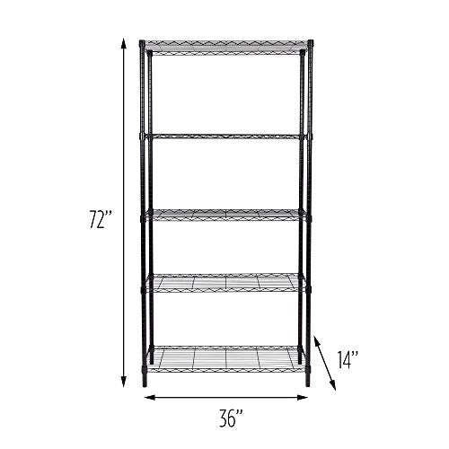Honey-Can-Do SHF-01442 Storage Shelving, 5-Tier, Black