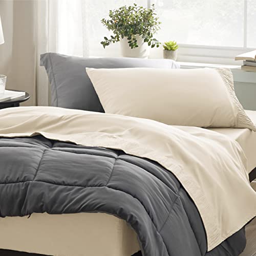 Bedsure Twin XL Sheets Dorm Bedding - Soft Extra Long Twin Bed Sheets, 3 Pieces Hotel Luxury Beige Sheets Twin XL, Easy Care Microfiber Sheet Set