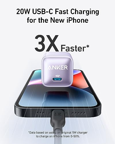 USB C Charger Block 20W, Anker 511 Charger (Nano Pro), PIQ 3.0 Compact Fast Charger for iPhone 15/15 Plus/15 Pro/15 Pro Max, 14/13/12 Series, Galaxy, Pixel 4/3, iPad (Cable Not Included)