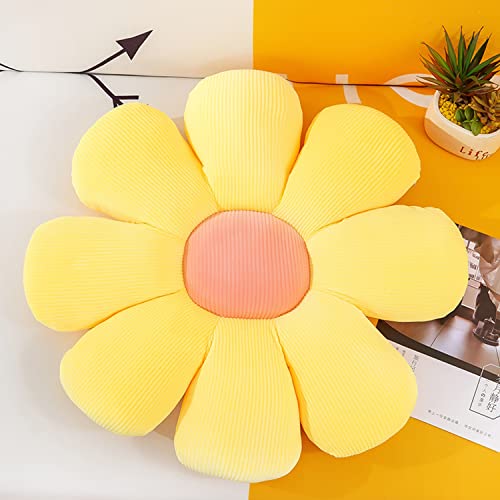 Flower Pillow, Flower Shaped Throw Pillow Flower Floor Pillow Soft Seating Cushion Room Decor Plush Pillow for Bedroom, Sofa, Bed, Reading (15 inch, Yellow)
