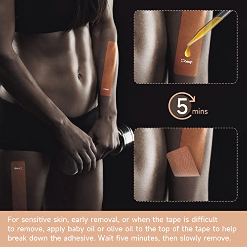 CKeep Kinesiology Tape (2 Rolls), Original Cotton Elastic Premium Athletic Tape,33 ft 40 Precut Strips in Total,Hypoallergenic and Waterproof K Tape for Muscle Pain Relief and Joint Support,Black