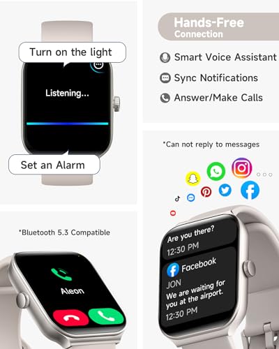 TOOBUR Smart Watch for Men Women Alexa Built-in, 1.95" Fitness Tracker with Answer/Make Calls, IP68 Waterproof/Sleep Tracker/Blood Oxygen/Heart Rate/100 Sports, Fitness Watch Compatible iOS Android