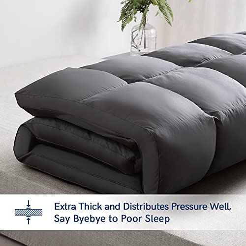 ELEMUSE Cal King Grey Cooling Mattress Topper for Back Pain, Extra Thick Mattress pad Cover, Plush Soft Pillowtop with Elastic Deep Pocket, Overfilled Down Alternative Filling