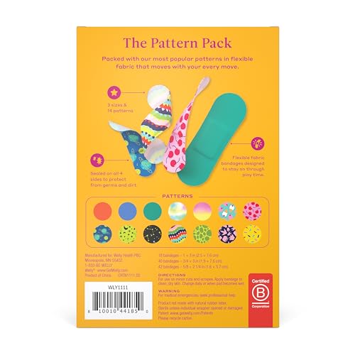 Welly Bravery Badge Value Pack | Adhesive Flexible Fabric Bandages | Assorted Shapes and Patterns for Minor Cuts, Scrapes, and Wounds - 100 Count
