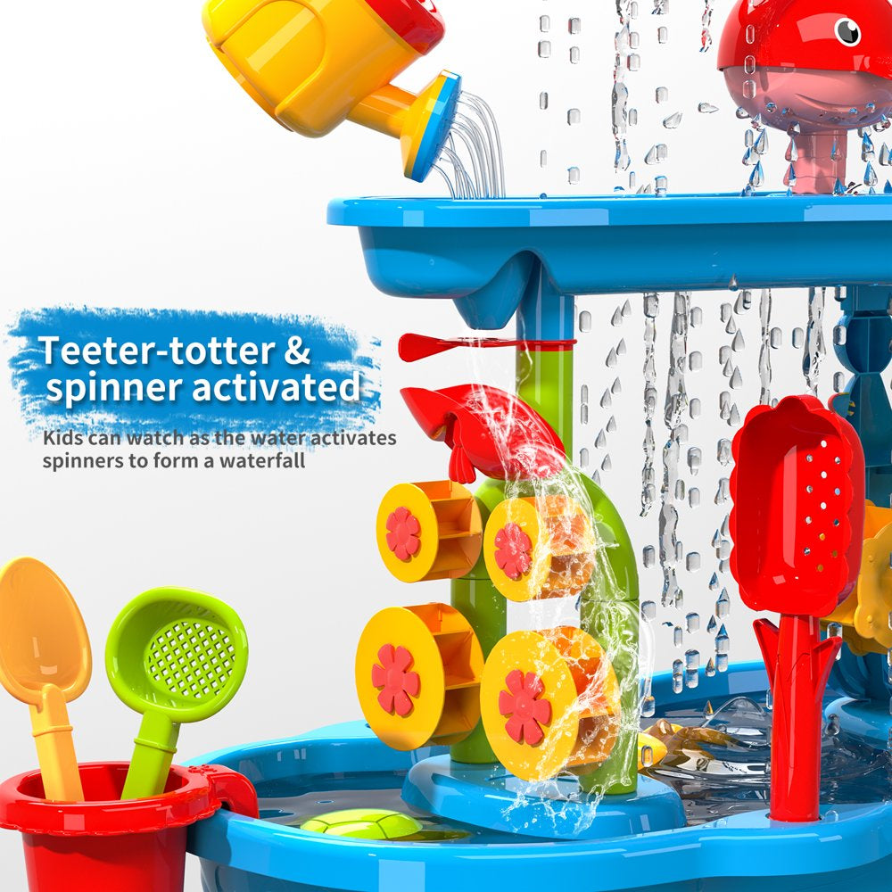 Kids Sand Water Table for Toddlers, 3-Tier Sand and Water Play Table Toys for Toddlers Kids, Activity Sensory Tables outside Beach Toys for Toddler Boys Girls Age 1-3 3-5 Gift