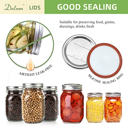 DalzomĀ® 48Pcs Canning Lids with Rings Regular Mouth, Premium Mason Jar Lids with Bands/Rings for Regular Mouth Ball, Kerr Jars - Food Grade Material, 100% Fit & Airtight for Regular Mouth Mason Jars