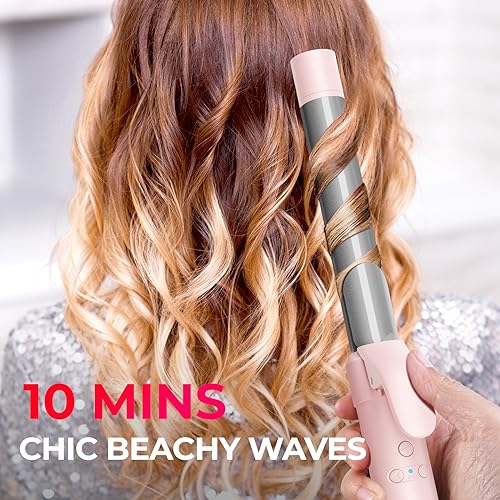 TYMO Rotating Curling Iron 1 Inch - Automatic Curling Wand for 48H Curls/Beach Waves, Tourmaline Ceramic Self Curler, 40M Negative Ions, 30s Fast Heat-up, Long Barrel for Shoulder Length to Long Hair