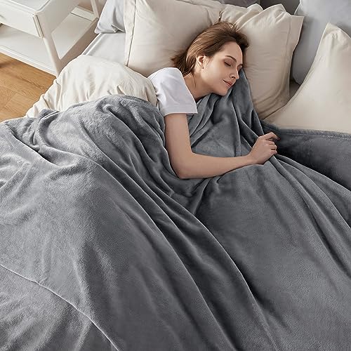 Bedsure Fleece Bed Blankets Queen Size Grey - Soft Lightweight Plush Fuzzy Cozy Luxury Blanket Microfiber, 90x90 inches