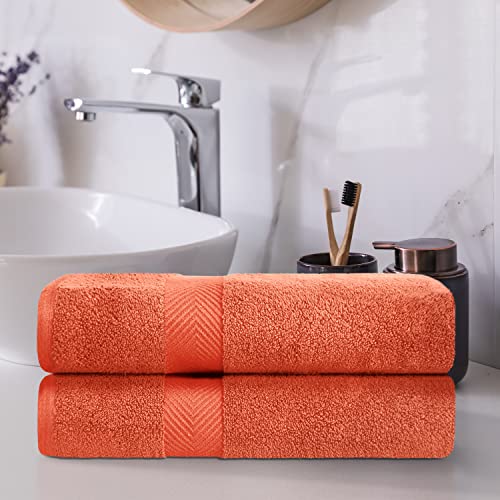 SUPERIOR Zero Twist 100% Cotton Towel Set - 2-Piece Set, Extra Soft Bath Towels, Long-Staple Cotton Towels, Brick