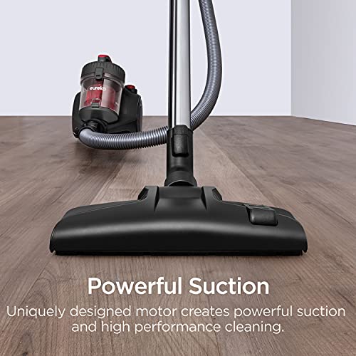EUREKA Bagless Canister Vacuum Cleaner, Lightweight Vac for Carpets and Hard Floors, Red