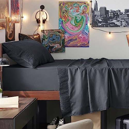 Bedsure Twin XL Sheets Dorm Bedding - Soft 1800TC Extra Long Twin Bed Sheets, 3 Pieces Hotel Luxury Grey Sheets Twin XL, Easy Care Microfiber Sheet Set