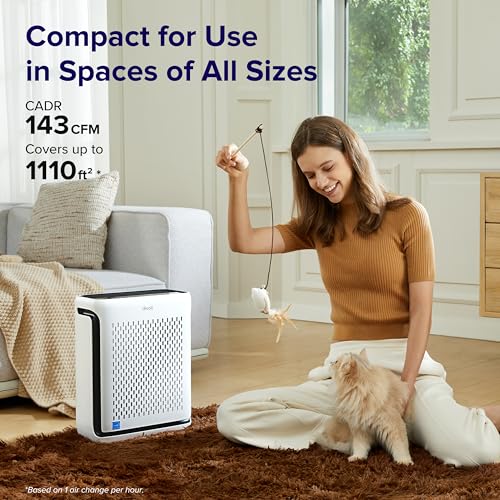 LEVOIT Air Purifiers for Home Large Room Bedroom Up to 1110 Ft² with Air Quality and Light Sensors, Smart WiFi, Washable Filters, HEPA Filter Captures Pet Hair, Allergies, Dust, Smoke, Vital 100S