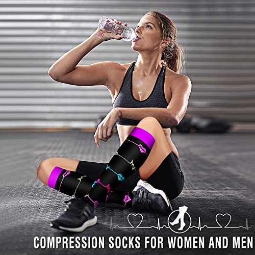 Bluemaple 6 Pack Copper Compression Socks for Women and Men Circulation-Best Support for Medical, Running,Nursing,Athletic