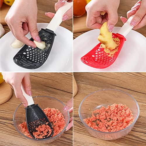 4 PCS Multifunctional Cooking Spoon, All Purpose Kitchen Tool Skimmer Scoop Colander Strainer Grater Masher, Food-Grade High Temperature Resistant Cooking Gadgets (2Red+2Black)