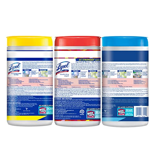 Lysol Disinfectant Wipes Bundle, Multi-Surface Antibacterial Cleaning Wipes, For Disinfecting & Cleaning, contains x2 Lemon & Lim Blossom (80ct) x1 Crisp Linen (80 Ct) & x1 Mango & Hibiscus (80 Ct)