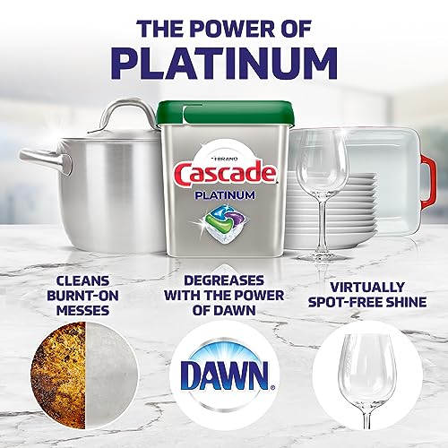 Cascade Platinum Dishwasher Pods, Dishwasher Detergent Pod, Dishwasher Soap Pod, Actionpacs Dish Washing Pod, Lemon, 62 Count Dishwasher Detergent Pods (Packaging may vary)
