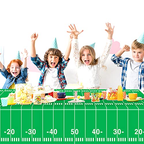 Oigco 3 Packs Party Football Tablecloth(54"x 108"), Football Theme Party Plastic Touchdown Table Cover for Birthday Party Decorations Tailgate Football Party