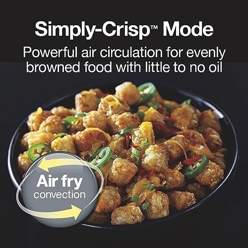Proctor Silex Simply-Crisp Toaster Oven Air Fryer Combo with 4 Functions Including Convection, Bake & Broil, Fits 4 Slices or 12” Pizza, Auto Shutoff, Black (31265)