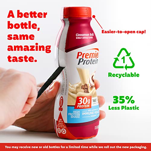 Premier Protein Shake, 30g Protein, 1g Sugar,24 Vitamins&Minerals Nutrients to Support Immune Health, Cinnamon Roll,11.5 fl oz - Pack of 12