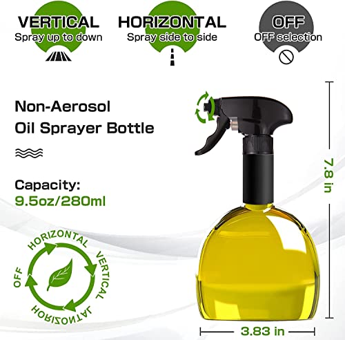 MJDFS Oil Sprayer for Cooking, 9.5oz Oil Dispenser, Non-Aerosol for Olive Oils, Reusable Oil Vinegar Spritzer Sprayer for Air Fryer, Kitchen, Salad, Baking, BBQ, Frying(Red)