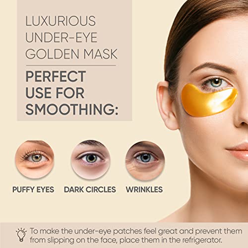 Under Eye Patches (20 Pairs) - Golden Under Eye Mask Amino Acid & Collagen, Under Eye Mask for Face, Dark Circles and Puffiness, Beauty & Personal Care