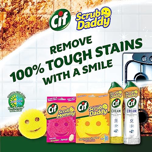 Scrub Daddy 3x Cif All Purpose Cleaning Cream, Lemon - Multi Surface Household Cleaning Cream for Glass, Chrome, Granite, Sink, Gold, Marble Countertops & More (3x 16.9oz Each)