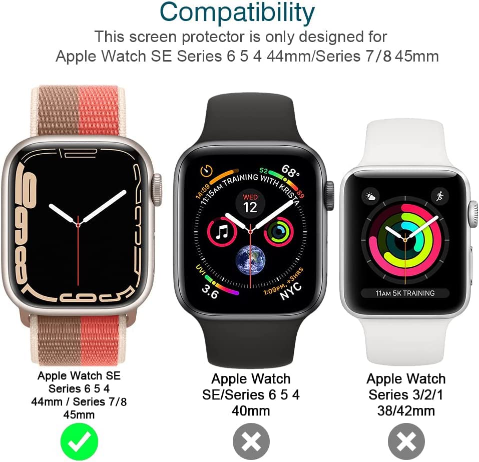 6 Pack LϟK Compatible for Apple Watch Screen Protector 44mm SE Series 6 5 / Series 9/8/7 45mm, Bubble-Free, Flexible TPU Film HD Clear Screen Protector for iWatch 44mm 45mm