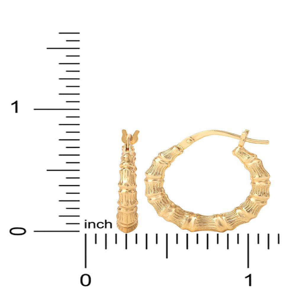 Women’s Gold Plated Sterling Silver Bamboo Hoop Earrings