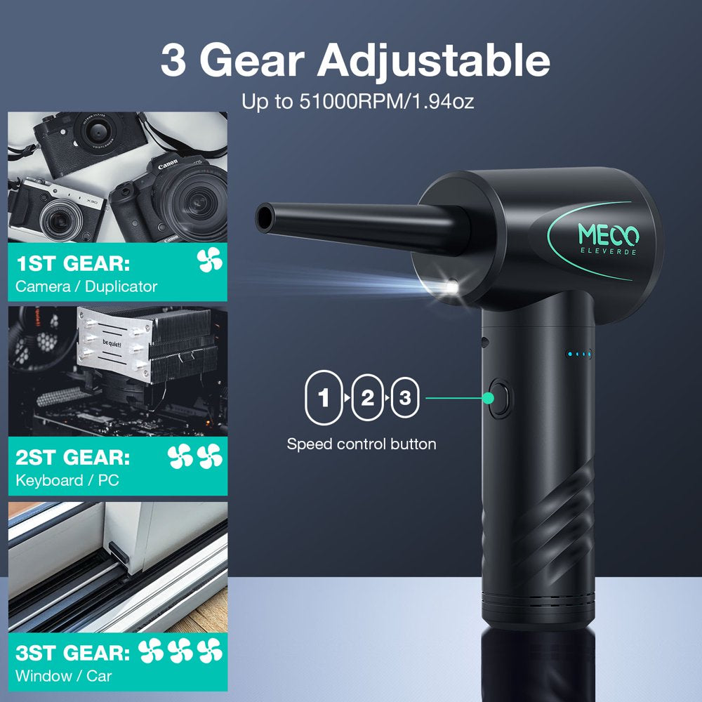 Cordless Compressed Air Duster, Replaces Air Cans, 100000RPM Computer Keyboard Dust Cleaner Blower for Electronic
