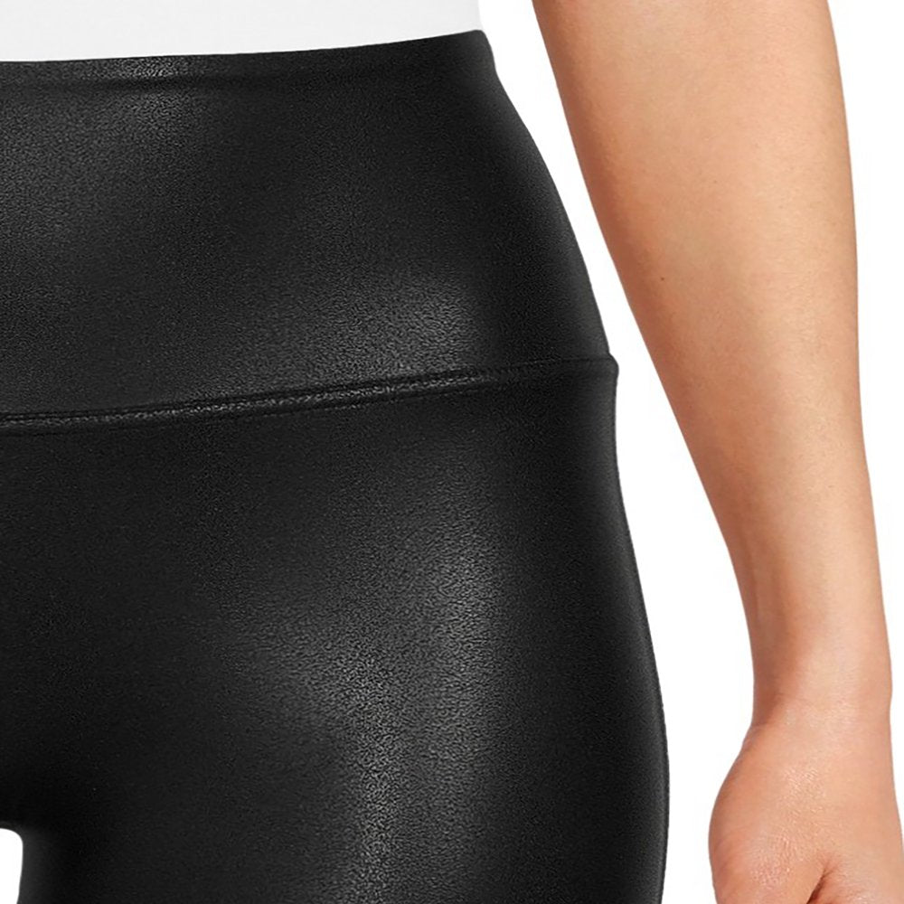 Women's High Rise Ankle Length Faux Leather Leggings, 28" Inseam, 2-Pack, Sizes XS-XXXL