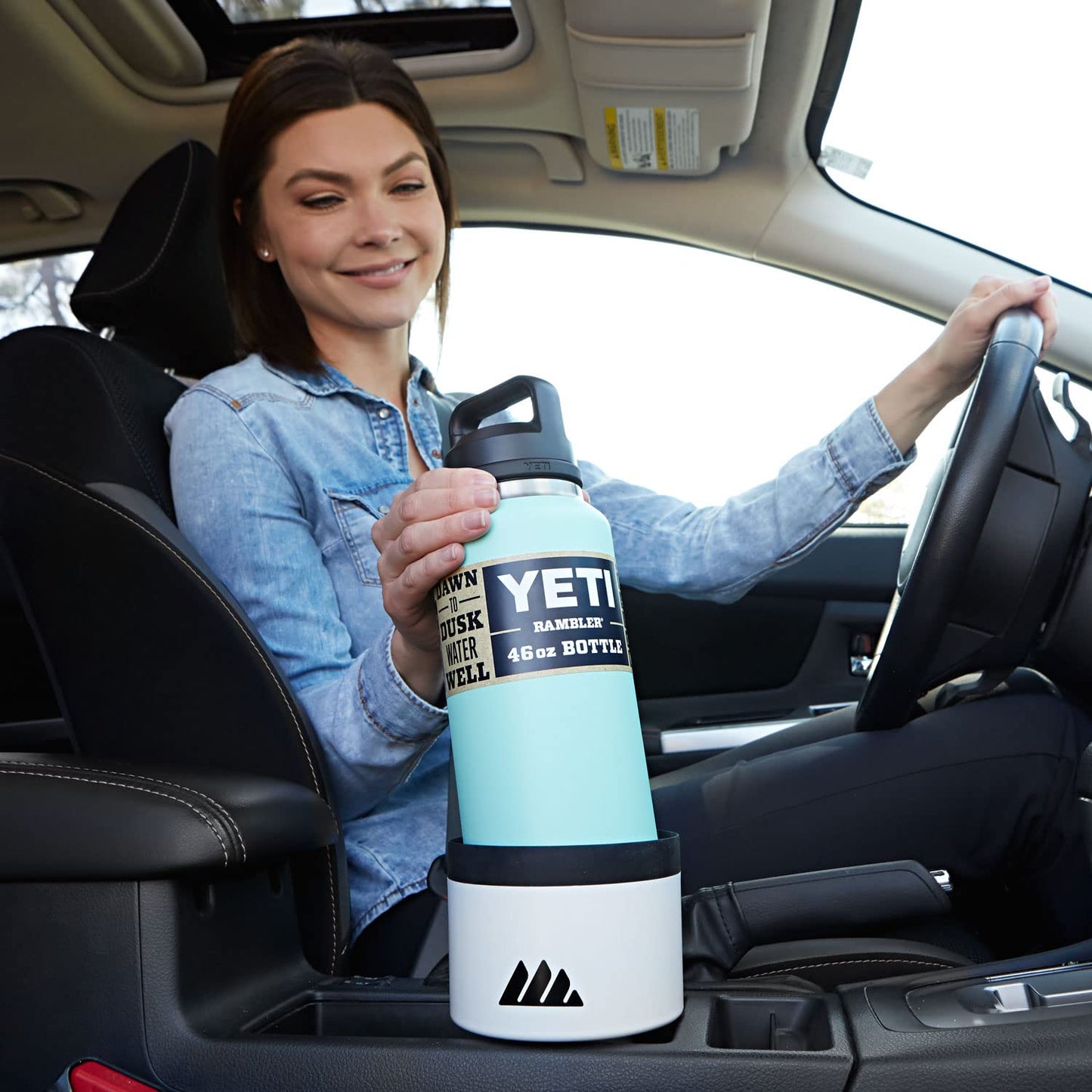 Integral Ultimate Expander Car Cup Holder - Adjustable Base - Expander & Organizer for Vehicles - Compatible with Coffee Mug, Yeti 14/24/36/46oz, Ramblers, Hydro Flasks 32/40oz, 3.4"-4.0" Bottles