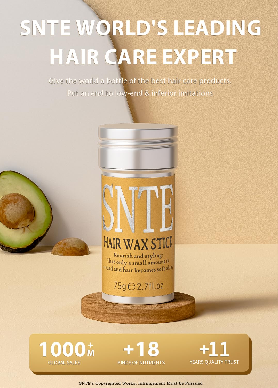 Samnyte Hair Wax Stick, Wax Stick for Hair Slick Stick, Hair Wax Stick for Flyaways Hair Gel Stick Non-greasy Styling Cream for Fly Away & Frizz Hair 2.7 Oz