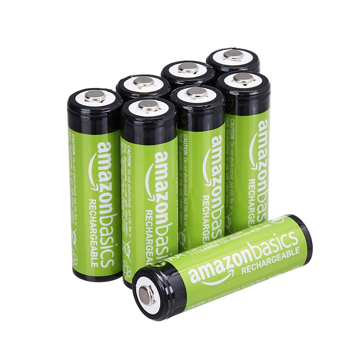 Amazon Basics 8-Pack AA Rechargeable Batteries, Pre-Charged & 48 Pack AA High-Performance Alkaline Batteries, 10-Year Shelf Life, Easy to Open Value Pack