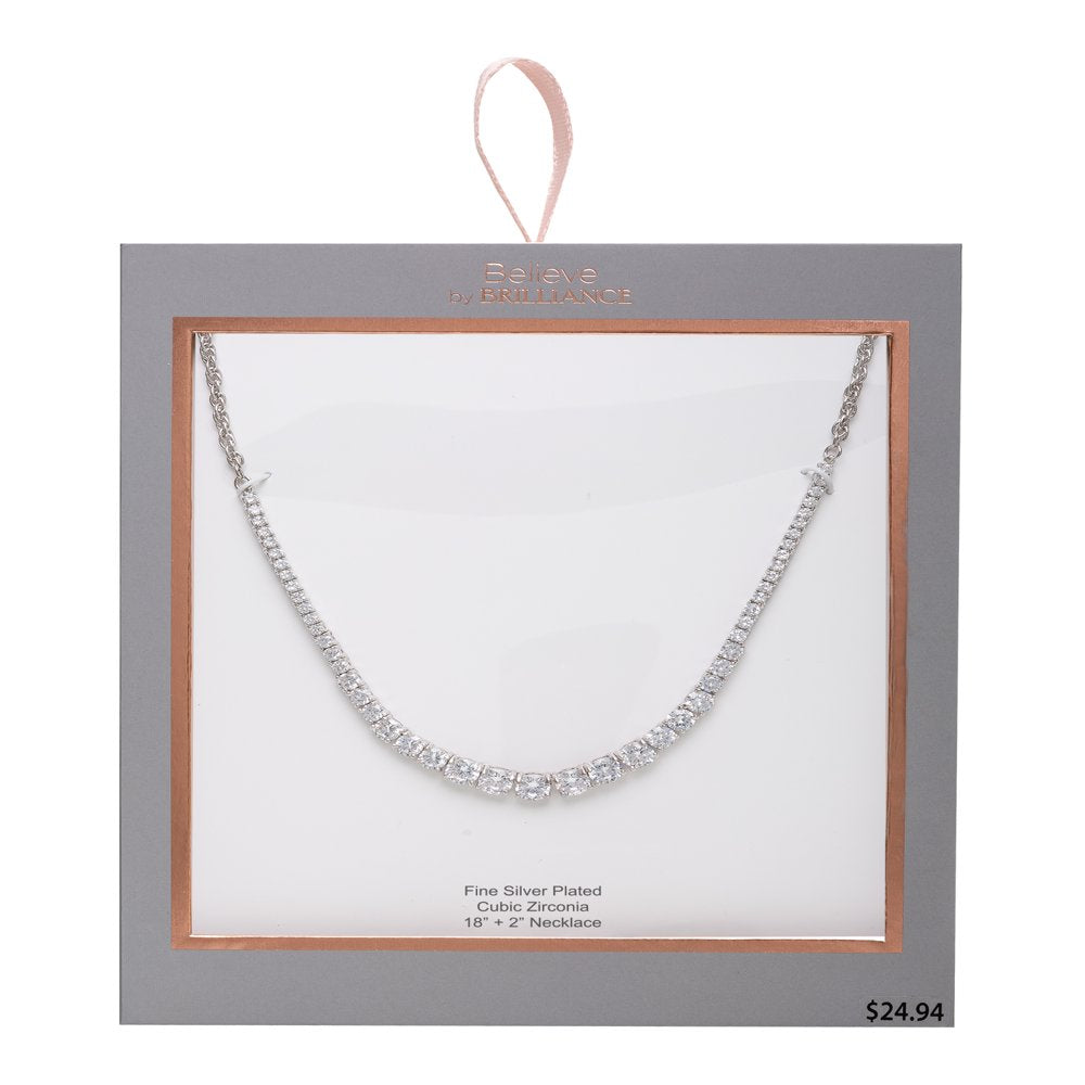 Women's Sterling Silver and Cubic Zirconia Statement Necklace