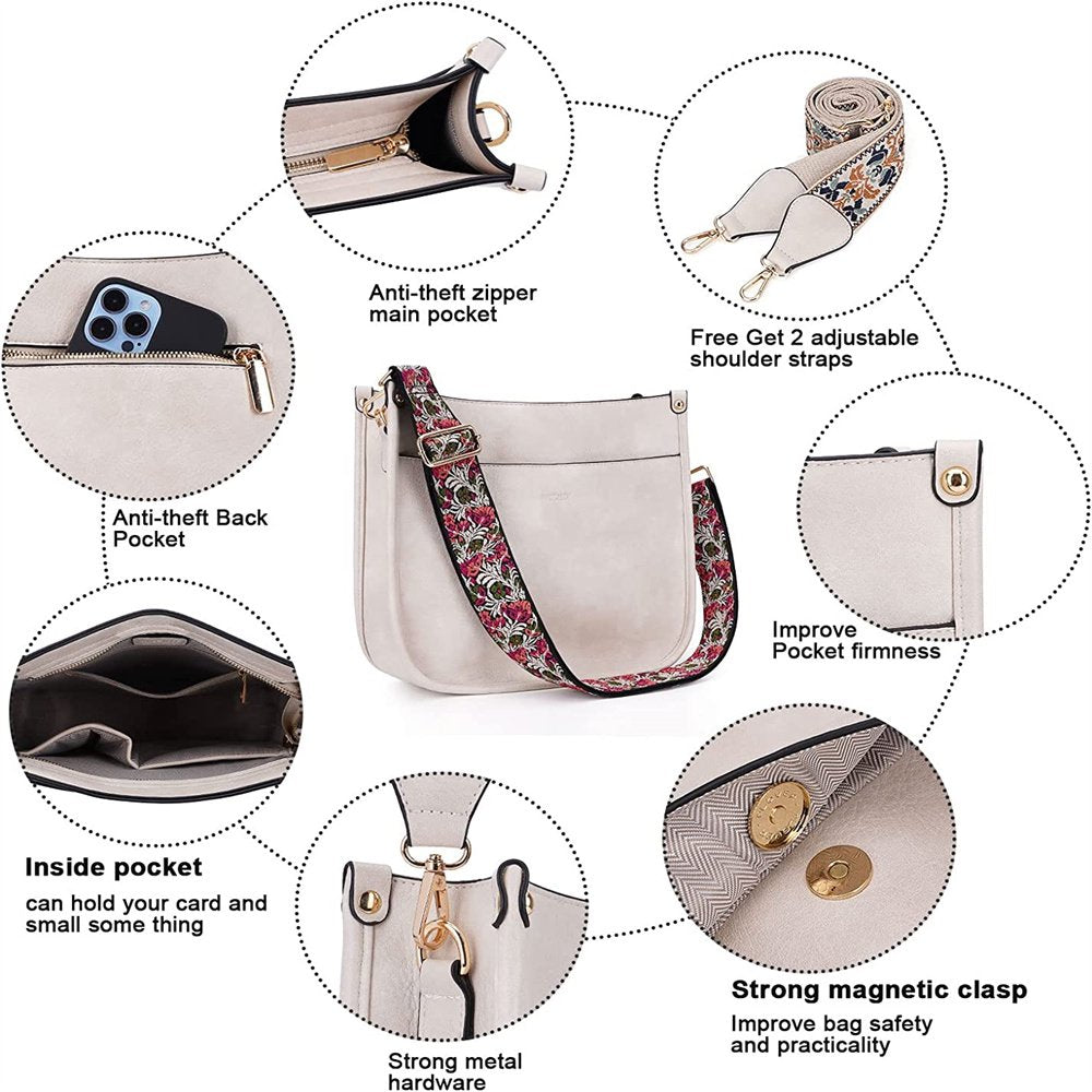 Crossbody Bags for Women Designer Leather Hobo Handbags With 2 Adjustable Leopard Guitar Strap Shoulder Bucket Bags
