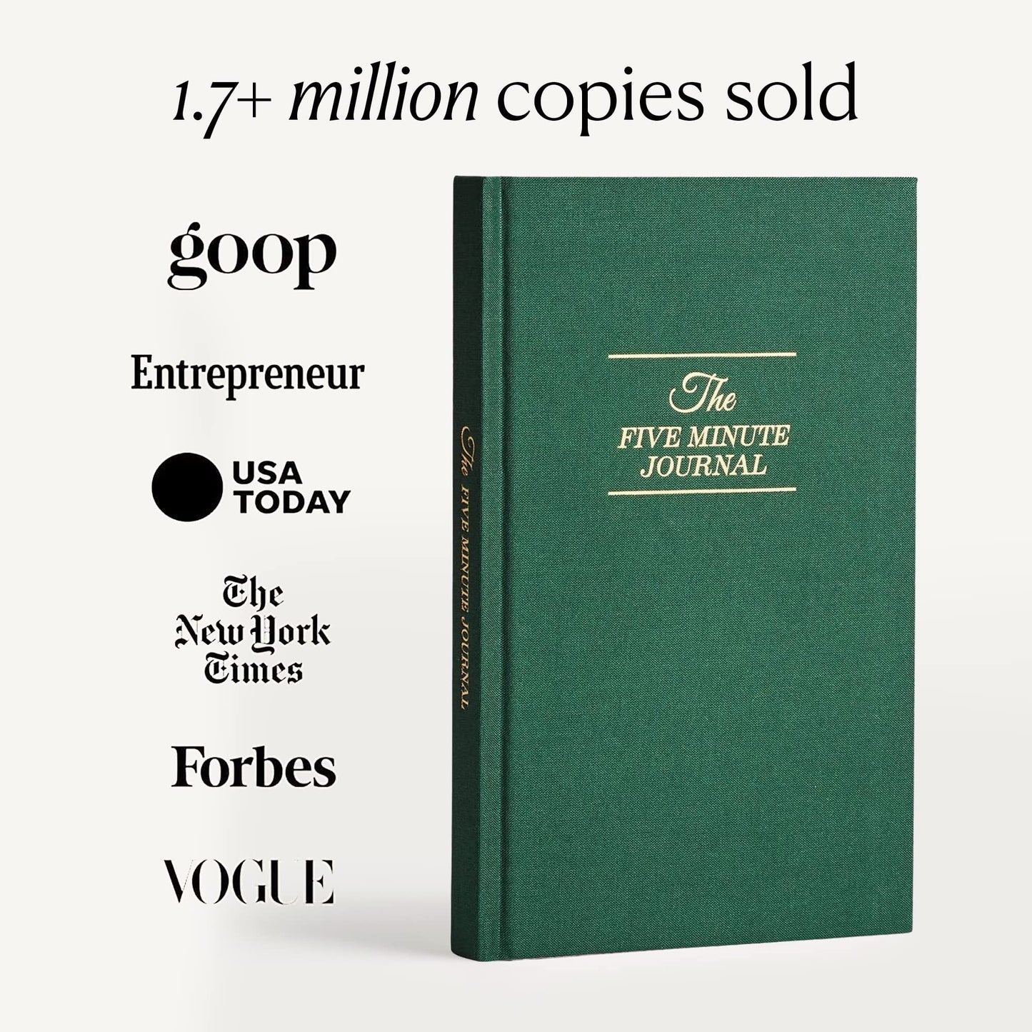 The Five Minute Journal, Original Daily Gratitude Journal 2023, Reflection Manifestation for Mindfulness, Undated with Gold Foiling, Plastic-Free, Green - Intelligent Change