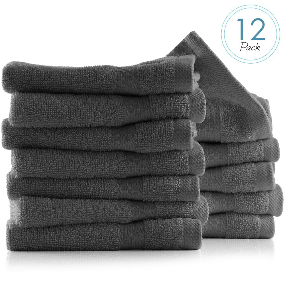 Bath Towel Collection, 100% Cotton Luxury Set of 12 Multipurpose Wash Cloths - Cream