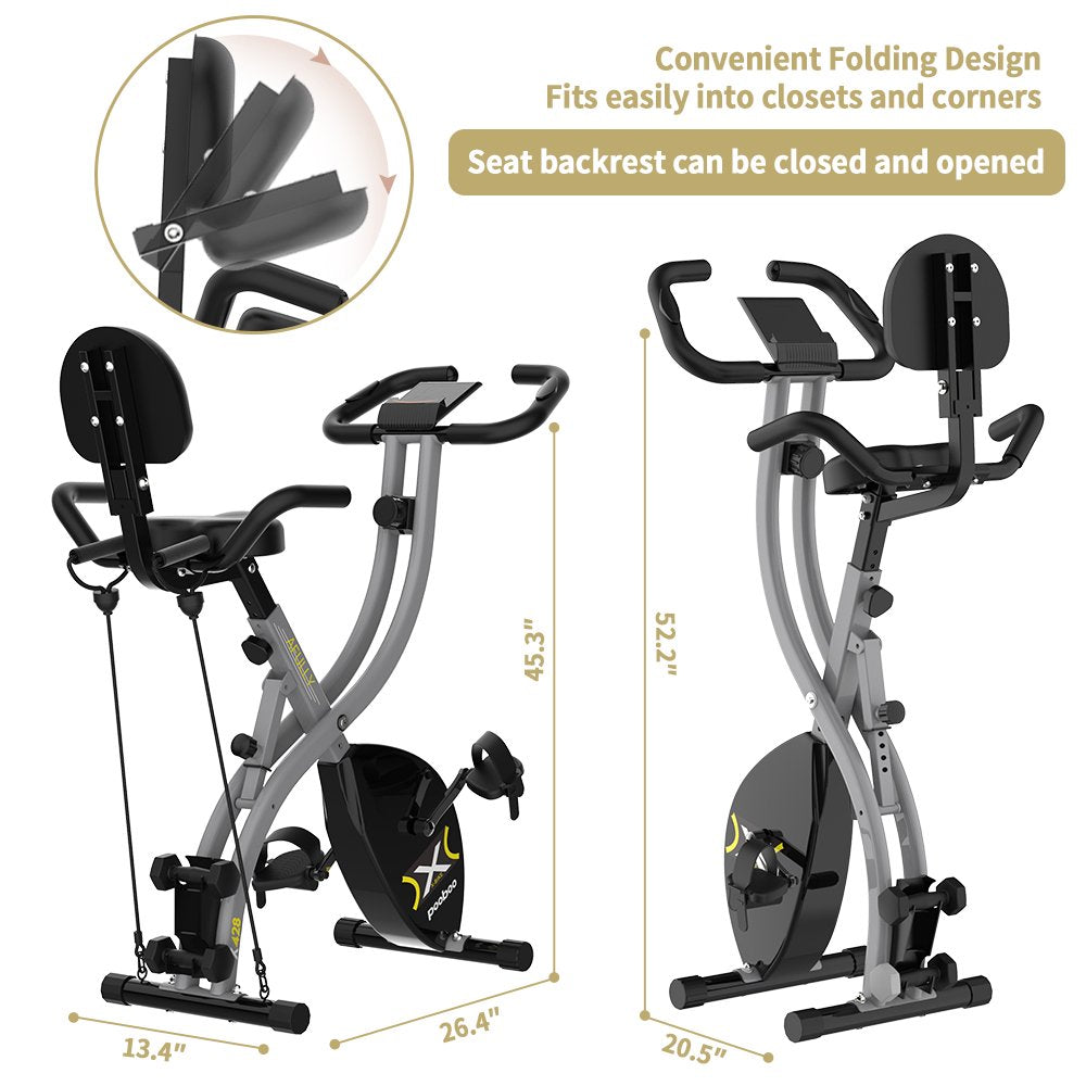 Exercise Bike Folding Stationary Cycling Bicycle Indoor Upright Recumbent Exercise Bike with LCD Monitor Maximum Weight 300lb