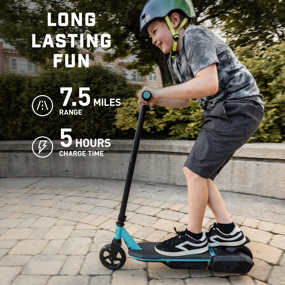 Mongoose React E1 Electric Scooter for Kids 8+, 6 mph, Black and Blue