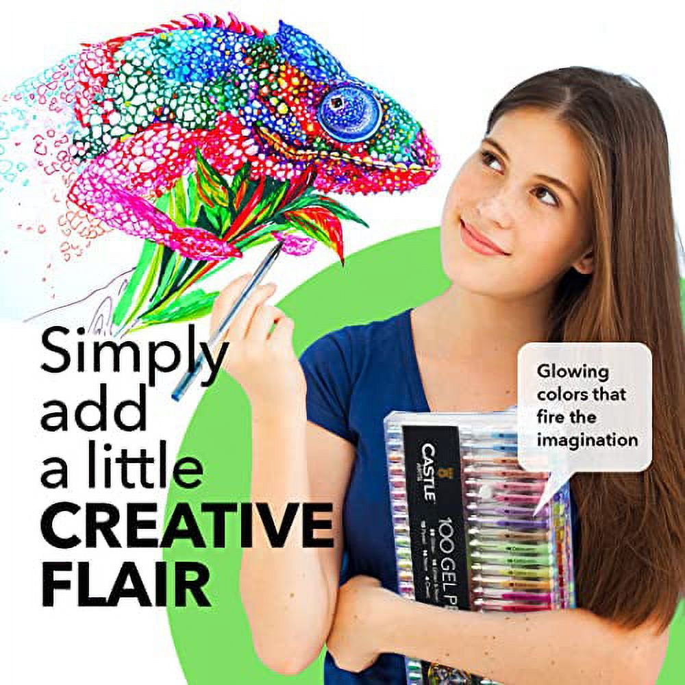 100 Gel Pens Set with Case for Adults Artists and Kids