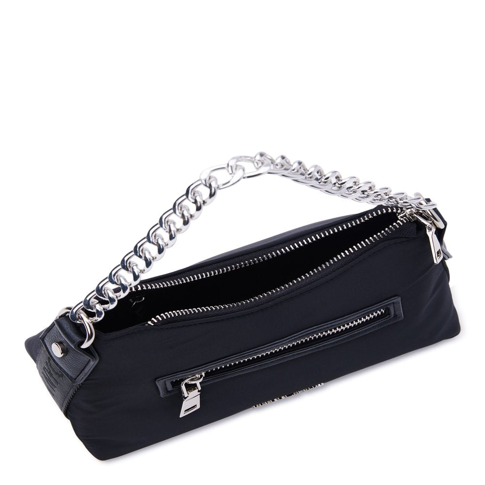 Women's Hobo Crossbody Handbag with Chain, Black