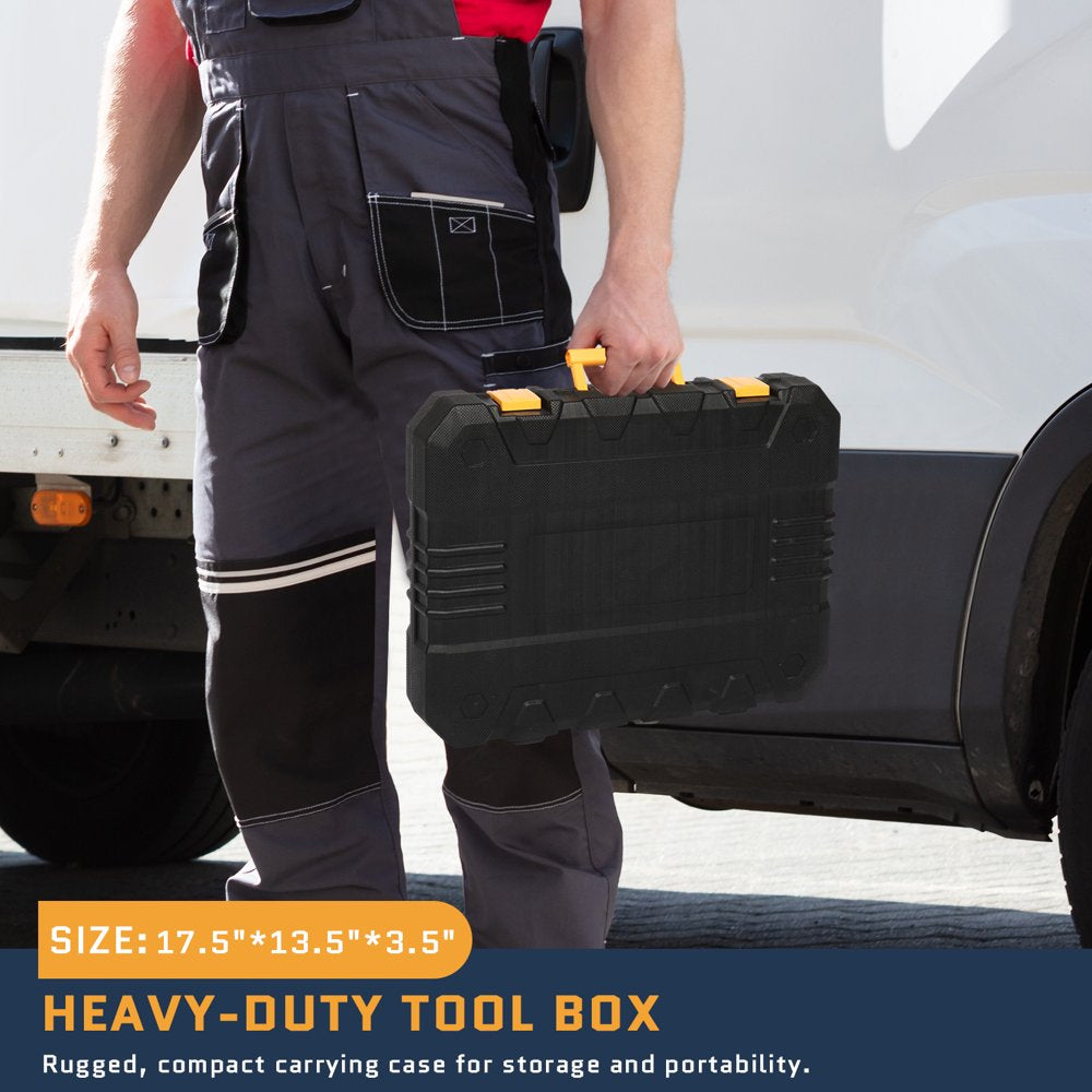 198 Piece Tool Set, General Household Hand Tool Kit, W/ Plastic Storage Case