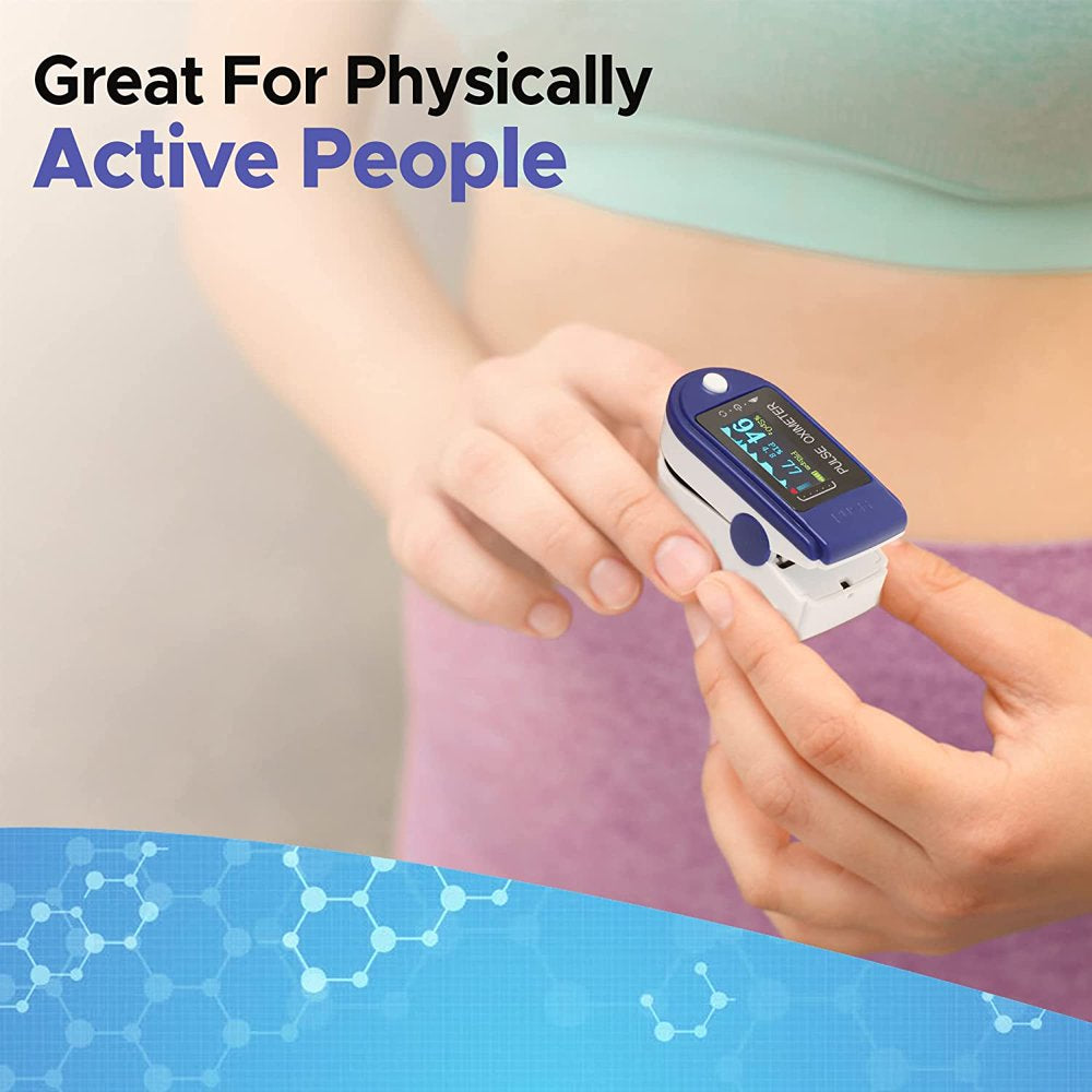 Fingertip Pulse Oximeter Blood Oxygen Saturation Monitor Finger Pulse Oximeter, Bar Graphs and Heart Rate Monitor