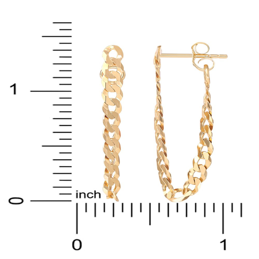 Women’s Gold Plated Sterling Silver Curb Chain Earrings