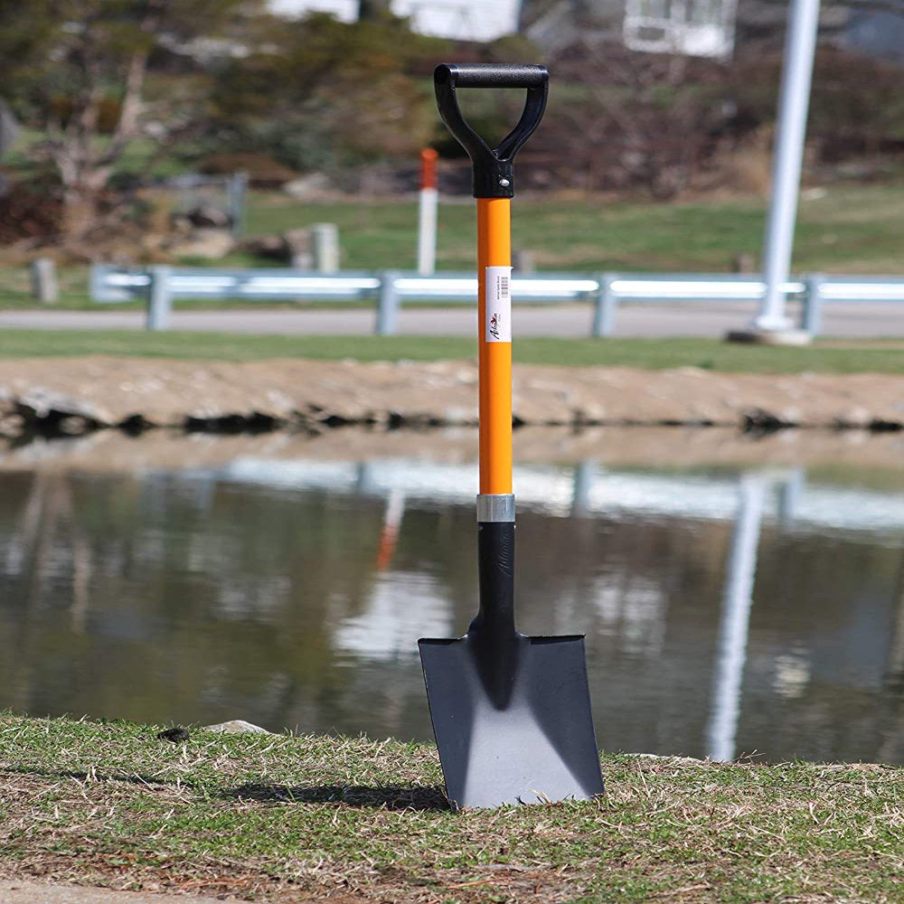 Ashmanonline Assorted Shovels – 41 Inches Long D Handle Grip – Metal Round, Square, Spade, and Drain Spade Shovels (4 Pcs)