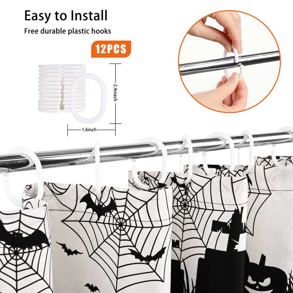 Pumpkin Graveyard Shower Curtain,Halloween Bathroom Decor, Waterproof Fabric Bath Curtain,70"X69"