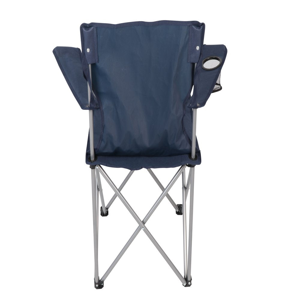Basic Quad Folding Camp Chair with Cup Holder, Blue, Adult use