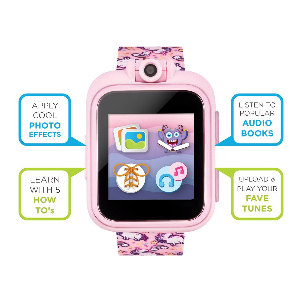 iTech Junior Children's Girls Earbuds & Smartwatch Set - Pink Unicorn Print 900228M-40-PNP